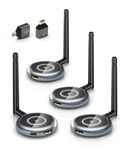 AIMIBO Wireless HDMI Transmitter and 3 Receivers, 656FT(200M) Plug & Play HDMI Wireless Extender Support Multiple TVs, 5.8G, 1080P @60Hz for Streaming from Laptop, Camera, TV Box, Neflix to Displays