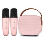 IROO Mini Karaoke Machine for Kids,Portable Bluetooth Speaker with 2 Wireless Microphones for Kids and Adults,Gifts for Girls and Boys Age 4-12 Year Old Birthday Party Home (Pinkcolor)