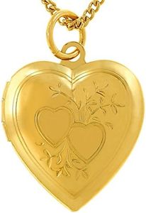 Lifetime Jewelry Heart Locket with Double Heart Design 24K Gold Over Bronze Comes with 18 Inch Chain