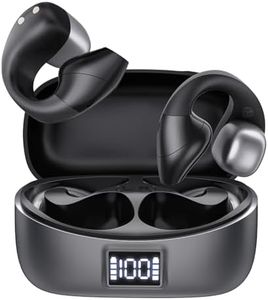 Open Ear Headphones Ear Clip On Headphones Wireless Bluetooth 5.3 Wireless Earbuds with HD Mic 40 Hours Reproduction LED Display Charging Case, Air Conduction Headphones IPX7 Waterproof Sport Ear Buds