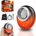 DSP Compact Men's Electric Razor - Mini Portable Shaver for Travel, Waterproof IPX7, USB-C Fast Charging, Overcharge Protection, 7100 RPM Powerful Pocket-Sized Shaving Machine (Orange)