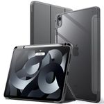 JETech Case for iPad Air 11-Inch M2 (2024), iPad Air 5/4 (2022/2020 5th/4th 10.9-Inch) with Pencil Holder, Clear Transparent Back Slim Stand Shockproof Tablet Cover, Auto Wake/Sleep (Space Grey)