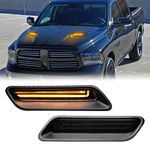 R&F Auto Smoked Sequential LED Hood Vent Lights Compatible with Ram 1500 (2010-2018) / Ram 1500 Classic (2019-2022) Hood Scoop Lamp Dynamic Indicator Turn Signal Light Hood Bezel Driving Light