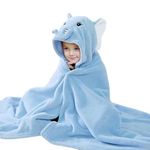 Decalsweet Elephant Hooded Towel for Kids,Ultra Soft Children's Bath Towel,Large Poncho Towel for Toddlers Boys Girls