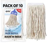 Helliot Cotton Mop Refill for Floor Cleaning 300gm (White) - Pack of 10