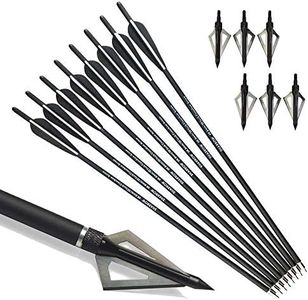 6/12pcs Archery Carbon Crossbow Bolt 16/17 Inch Hunting Carbon Arrow with 3 Fixed Blade Arrowhead for Archery Practise Hunting Crossbow Arrows (22鈥樷€檅lack, 6 pcs)