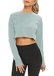 Mippo Long Sleeve Crop Top Workout 
