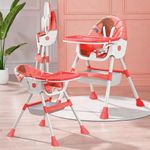 StarAndDaisy Baby High Chair / 3in1 Feeding Chairs 6 Months to 3 Years / High Chair for Baby With 5 Point Safety Belt , Recline Highchair Adjustable Height dining, Detachable Feeding Tray, PU cushion pad (Without Wheel - Sunshine Orange)