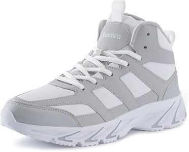 Joomra Men's High Top Shoes Size 8.5 Hi Mid Basketball Walking Winter Boots Ankle Skate Street Daily Non Slip Grey White 43