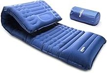 Camping Sleeping Pad-Elegear 4" Ultra-Thick Single Inflatable Mattress Camping with Pillow Carry Bag Ultimate Built-in Foot Pump Sleeping Mat Waterproof for Backpacking,Hiking,Camping, Traveling,Blue