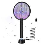 PALONE Electric Fly Swatter Rechargeable Mosquito Fly Killer 2in1 Fly Zapper Racket 4000V Bug Zapper Type-c Fly Catcher with Ultraviolet Lamp Indoor Home Outdoor Backyard Terrace Camping (Black*1)