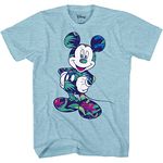 Disney Men's Tshirt Mickey Mouse Classic, Premium Sky Blue Heather, XXL