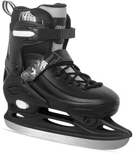 Nattork Ice Skates 4 Sizes Adjustable for Boys Girls Kids,Beginner Ice Skating for Outdoor, Soft and Comfortable Hard Protection for Children Youth Adult 11 12 13 14 Black