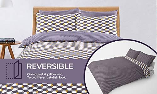 Air Comfort Eco Breathable Cotton Blend Multi Design Bedding Set Duvet Cover With Pillowcases (Double, RILEY)