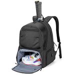 DSLEAF Tennis Bag Holds 2 Rackets, Tennis Backpack with Separate Ventilated Shoe Compartment Up to Mens 13 for Tennis/Pickleball/Badminton/Squash Sports