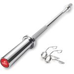 Konark Fitness 3 Feet Streight Olympic Barbell Rod Bench Press, Powerlifting, Crossfit Training (28 mm Internal Dia and 50mm Outer Dia) with Two Springs Collar Silver