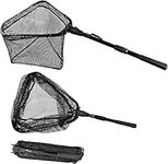 Fishing Landing Net Telescopic Folding Fishing Net Freshwater Saltwater Fishing Lanidng Net for Kayak Boat Fishing Bass Pike Walleye(Black,2 Secs)