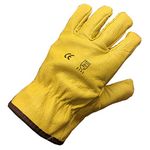 Himalayan Men's H310 Fleece Lined Leather Winter Thermal Cold Work Drivers PPE Gloves, Yellow, L