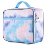 Girls Lunch Box for Kids, Teens by Fenrici, Perfect for Primary, Secondary School Students, Soft Sided Compartments, Spacious, Insulated, Food Safe, 27cm x 23cm x 10cm, Pastel Pink Tie Dye