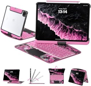 Tiaota Transparent Case with Keyboard for iPad Pro 13 inch (M5/M4, 2025/2024), iPad Pro 13,7-Color Backlit,Magic Wireless Keyboard, 360°Rotating,Multi-Touch trackpad,Pencil Holder,with Shortcuts,Pink