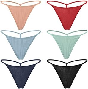 Closecret Cotton G-string, Women Panties Simple Thongs Lightweight Multi-Pack G-string&T-back (Small - Medium, Style 3)