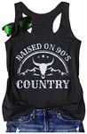 LANMERTREE Country Music and Beer Summer Recerback Tank Tops for Women Funny Graphic Camis Vacation Workout Tanks Shirt, Dark Grey2, X-Large