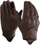 Harssidanzar Mens Full Finger Goatskin Leather Touchscreen Motorcycle Gloves upgrade GM028US,Brown,Size XXL