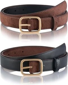 Kajeer Reversible Belts for Women, Two-in-One PU Leather Womens Belts for Jeans with Golden Buckle