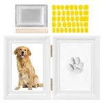 SlowTon Pet Memorial Photo Frame, Hand and Foot Print Keepsake Kit, Two Pawprint Making Kits with Non-toxic Ink Pad and Small Wooden Stick for Pressing, DIY Tools with Letter and Number Templates