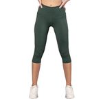 Flexnest Women's Stretch Fit SuperFlex Capri (3/4th Pants) - (CPBL_Prt_Forest Green_L)