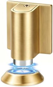 3 Pack Magnetic Door Stopper, Magnet Floor Door Stop Retractable, Door Magnetic Catch, Door Holder to Keep Door Open, No Drilling Mount with Adhesive, Brushed Gold BG-3
