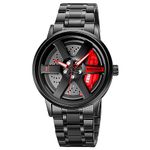 SKMEI Stainless Steel Men Analogue Watch New Wheels Rolling Creative Fashion Che Youhui League Fans Butterfly Double Snap Gift Wristwatch - 1787, Red Dial, Red Band