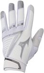 Mizuno F-257 Women's Softball Batting Glove, White-Silver, Small