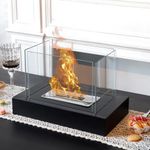 JHY DESIGN Rectangular Tabletop Fire Bowl Pot with Four-sided Glass 35cmL Portable Tabletop Fireplace–Clean-Burning Bio Ethanol Ventless Fireplace for Indoor Outdoor Patio Parties Events