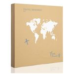 Tslespcx Travel Photo Album 4x6 500 Photos 5 Pictures Per Page, 500 Pockets, Refined Kraft Paper Cover Vacation Photo Album Travel Design World Map Adventure