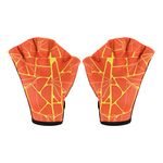 PATIKIL Webbed Swim Gloves, Swimming Aquatic Gloves Printing Water Resistance Training Accessories for Swimming and Diving, M, Orange