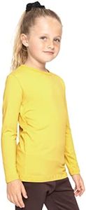 Girl's Long Sleeve Crew Neck Top Yellow X-Large