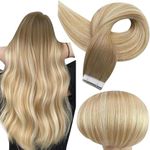 Full Shine Tape in Hair Extensions Human Hair 18 Inch Brown Blonde Balayage Hair Extensions for Women Human Hair Extensions Tape in Color 6/27/60 Blonde Rooted 50 Grams 20 Pieces