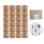 Wicker Rustic Napkin Rings Set of 24, Round Woven Boho Napkin Rings Handmade by Natural Water Hyacinth - Perfect for Farmhouse Party, Wedding, Dining Room, Table Decoration