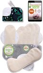 Organic Cotton Reusable Period Pads for Light & Heavy Flow (S+M+L+XL, 7-Pack); High-Temp Washable Cloth Pads for Women Made in EU; Non-Irritating, Soft Reusable Pads Menstrual for Comfortable Care