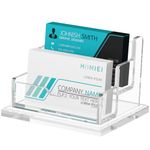 HIIMIEI Business Card Holder for Desk: Acrylic Business Card Holder Display - Multiple Business Card Stand for Office Exhibition Home Restaurant 2 Slot 2 Tier