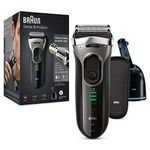 Braun Series 3 ProSkin 3090cc Electric Shaver, Black/Silver, Rechargeable and Cordless Electric Razor for Men with Pop Up Precision Trimmer + Clean and Charge Station