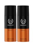 DENVER G O A T Black Code Deo -150ML Each (Pack of 2)| Long Lasting Deodorant Spray For Men