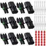 Glarks 60Pcs 6 Kit 2 Pin Way Waterproof Automotive Electrical Wire Connectors Terminals Plugs Kit, 2 Male & Female Pin Terminal Automotive Harness Plug Car Spark Plug Connector Set for Car Truck Boat