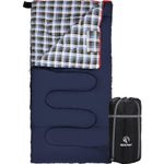 REDCAMP Extra-Wide Cotton Flannel Sleeping Bags for Camping, 41F/5C 3-4 Season Warm and Comfortable, Envelope Blue with 4lbs Filling (75"x39")