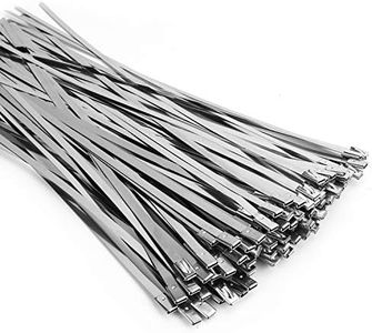 (100PCS 11.8 Inch) Metal Cable Zip Ties, 304 Stainless Steel, Multi-purpose Heavy Duty Self-locking Cable Ties,Suitable for Exhaust Wrapping, Fence, Outdoor and Canopy Etc.