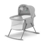 Kinderkraft LOVI Baby Crib 3 in 1, Cradle, Travel Cot, Rocker, Easy Folding and Unfolding, Adjustable Canopy, with Accessories, Mattress Cover, Included Toys, Transport Bag, for Newborn, 0-9 kg, Gray