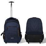 NOVEX Pacific 35 Litre Water Resistant Laptop Trolley Bags for Travel with 3 Compartments 15.6" Roller Case for Office Travel Dark Blue Bag for Men & Women | 2 Wheels Trolley Backpack Laptop