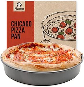 Chef Pomodoro Chicago Deep Dish Pizza Pan 12 Inch, Hard Anodized Aluminum Pizza Pan for Oven, Pre-Seasoned Bakeware Kitchenware, Non-Stick Round Pizza Pans (12-Inch)