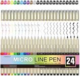 CHARSOCO 24 Pack Micro Pens, 12 Colors & 12 Black in 0.23mm - 5mm, Waterproof Archival Ink, Fine Point Pen for Artist Illustration, Sketching, Anime, Manga and Technical Drawing